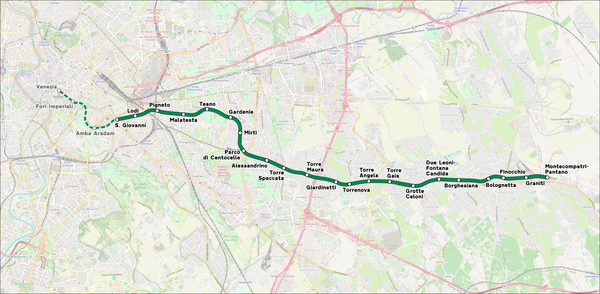 Mappa della Metro A